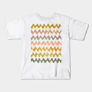 Abstract Waves Green Orange Kids T-Shirt